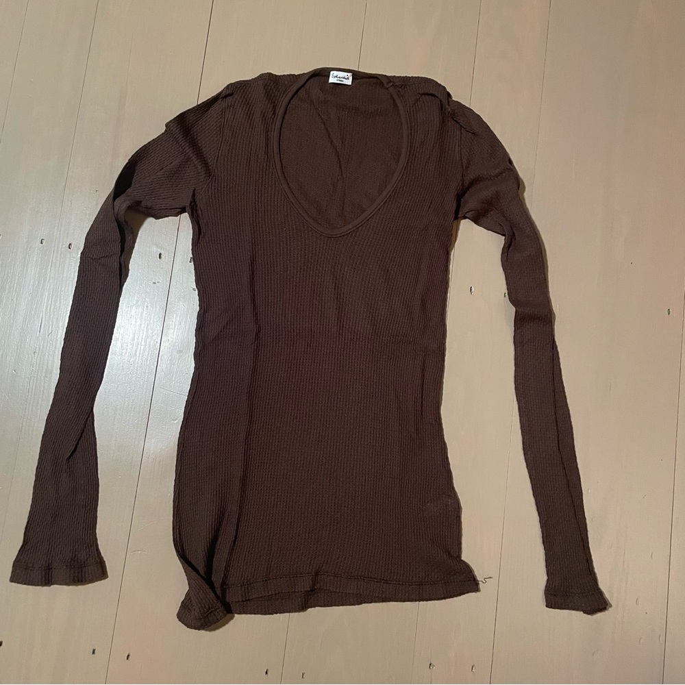 Splendid long sleeve scoop neck top